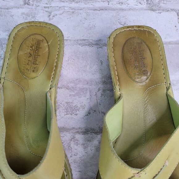 Timberland Smart Comfort System Green Leather Slip On Sandals US 9 M - Picture 5 of 11